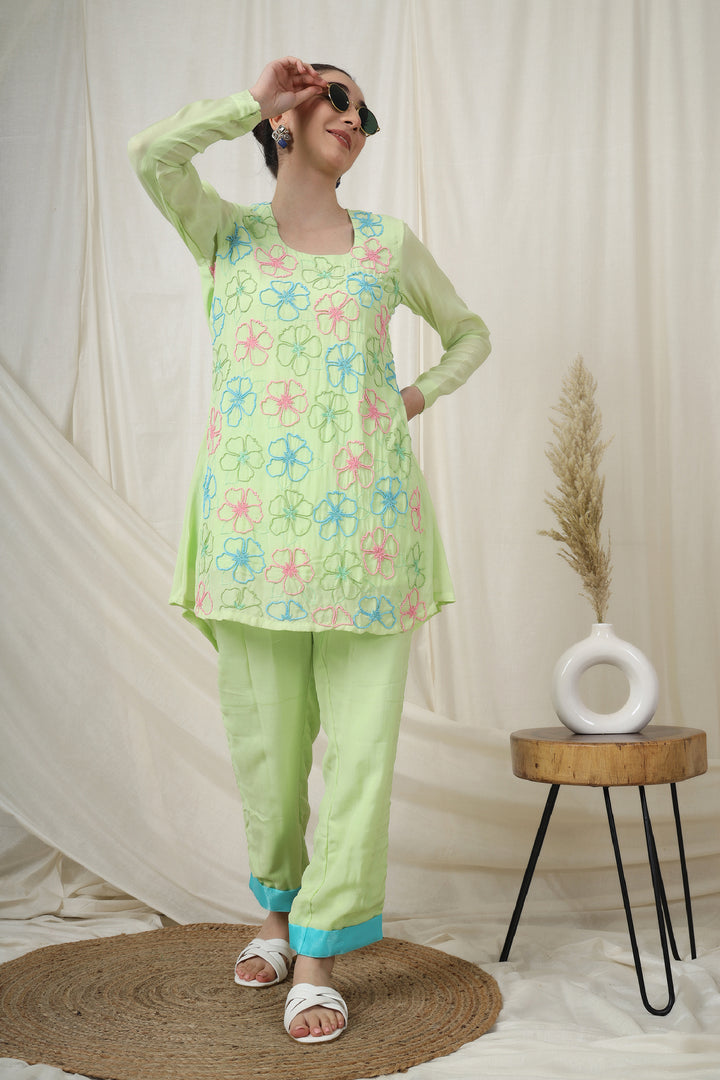 Muslin Top and Pant for Elegant Party Wear