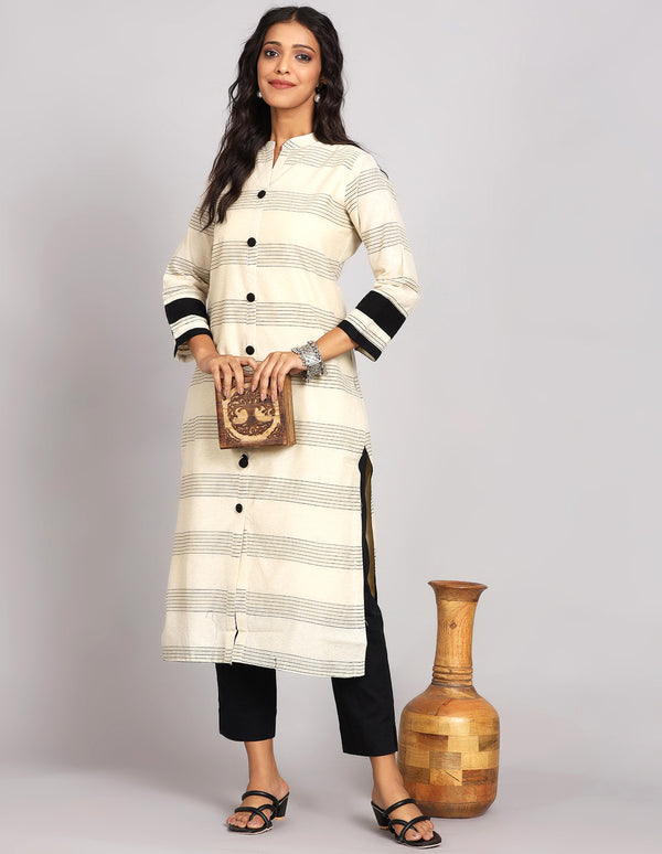 Fawn Cotton Knee Length Kurti for Women