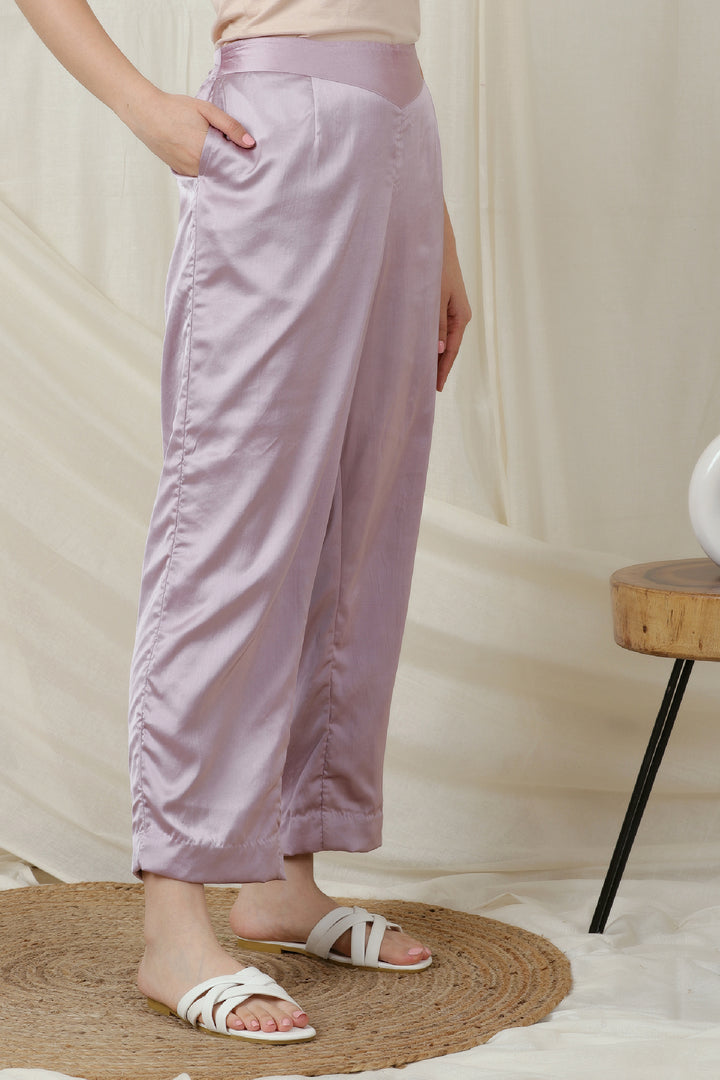 Straight Fit Satin Pants with Side Pockets