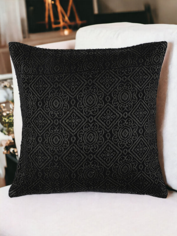 Black Hand Woven Cotton Cushion Cover