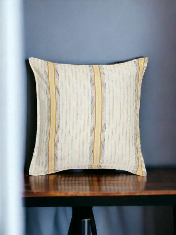 Yellow Striped Hand-Woven Linen Sofa Cushion Cover