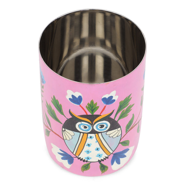 magenta quirky owl stainless steel glass kitchen utilities