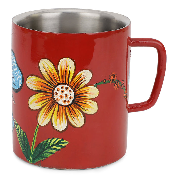 floral stainless steel mug