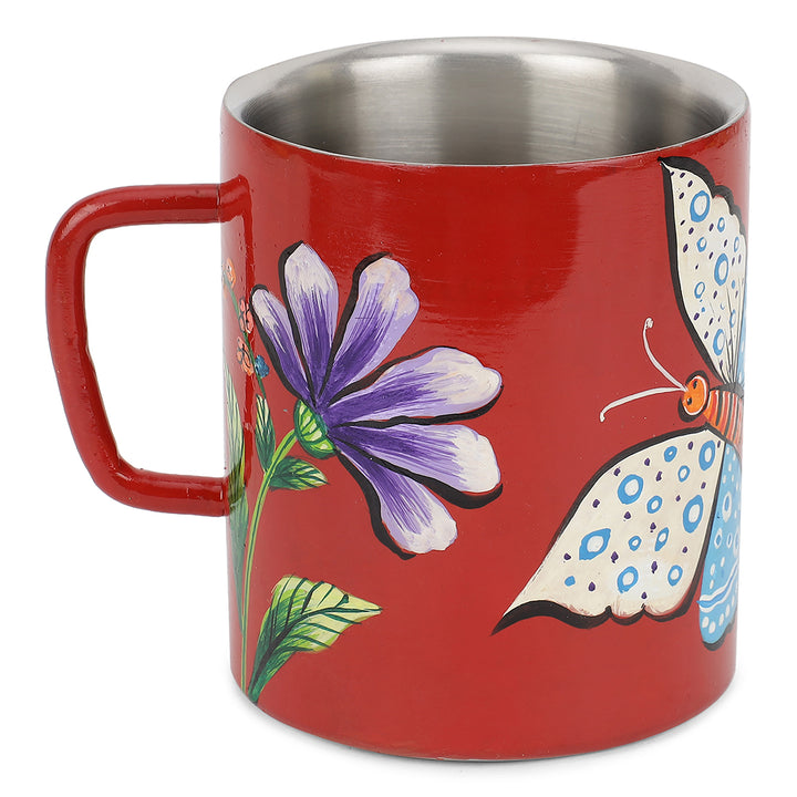 abstract art floral stainless steel mug