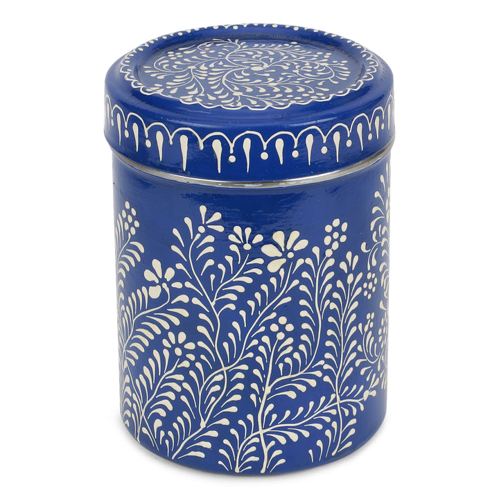 lapis blue bud motif storage box