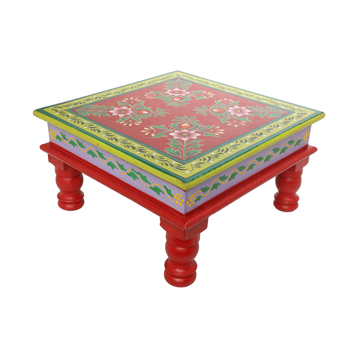 hand-painted 12" bajot/ chowki pooja temple stool