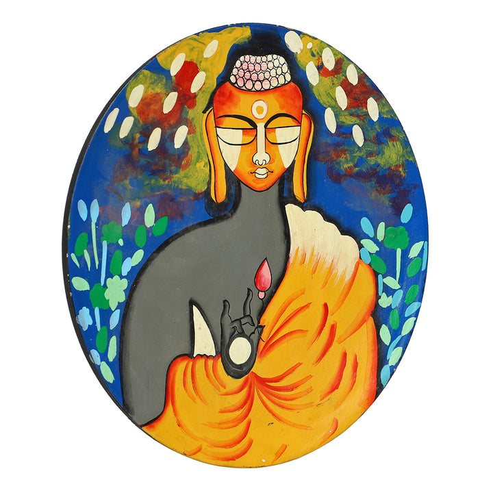 hand-painted lord buddha wooden decorative wall plate