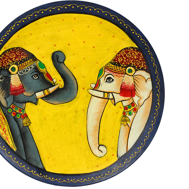 wooden dancing elephants wall plate wall decor