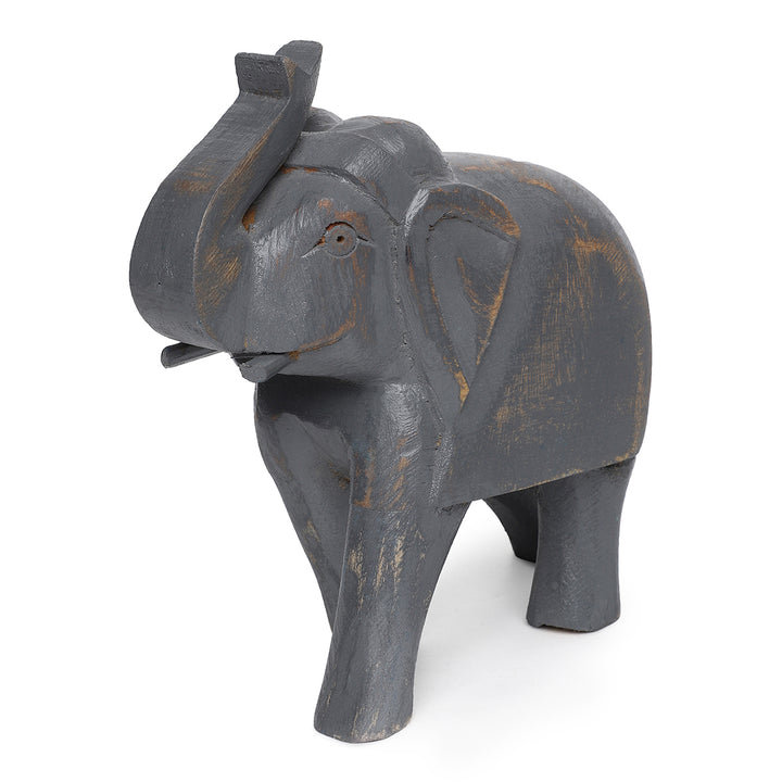 rustic grey 6" wooden elephant figurine table decor