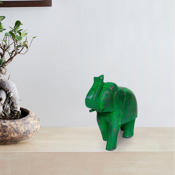 6" wooden elephant figurine table & home decor